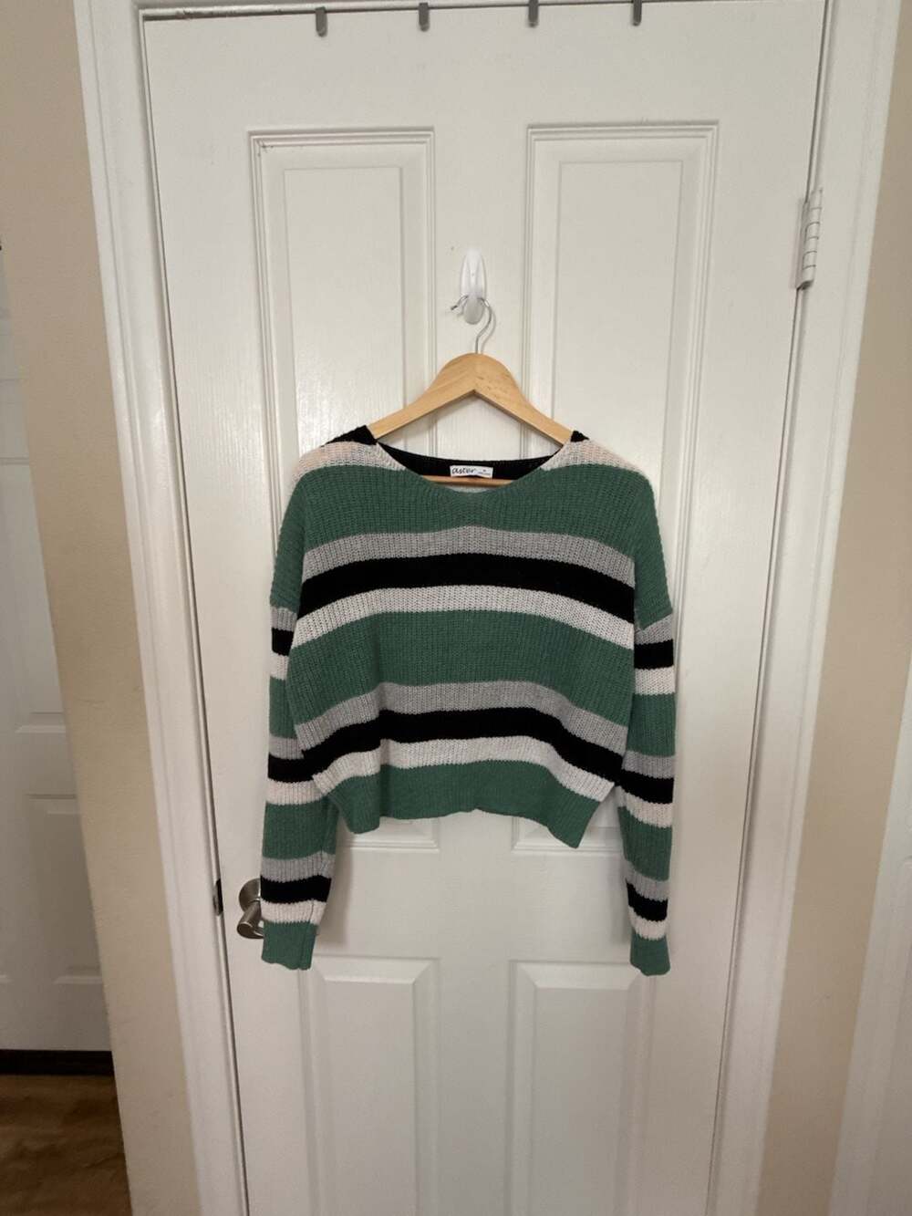 Aster Striped Knit Cropped Sweater Size M